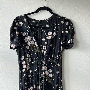 Madewell Black Floral Midi Dress